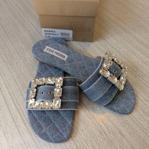 Steve Madden Women's Denim Slide Sandals *Never Worn*